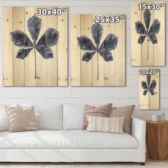 Designart - Navy Blue Chestnut Leaf